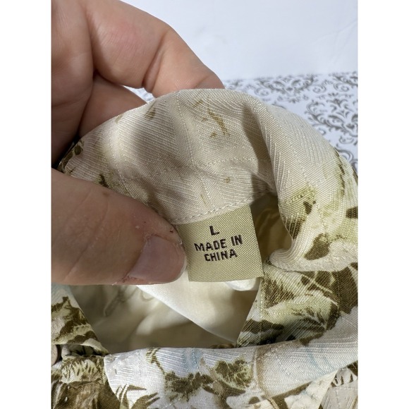 Tommy Bahama Shirt Mens Green Floral Button Hawaiian Size Large‎ Silk - Picture 3 of 7
